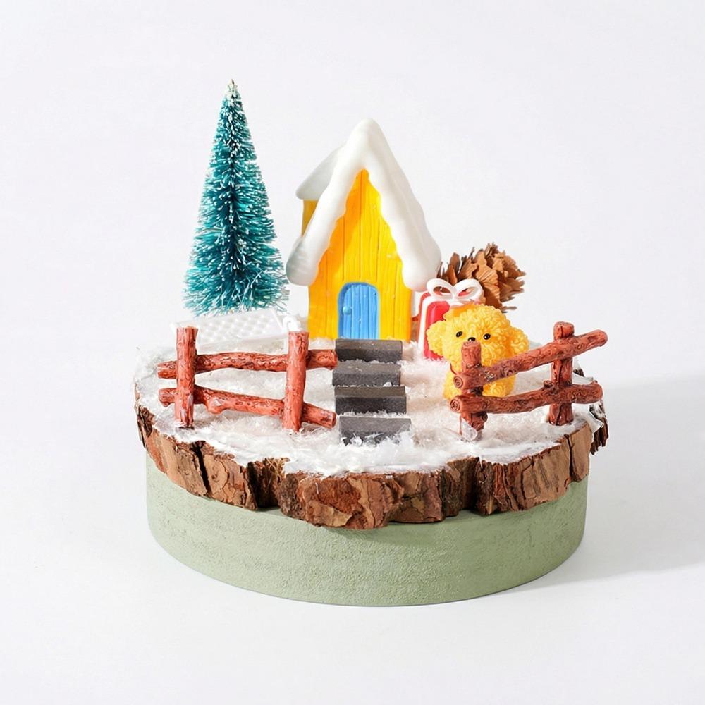Multicolor Landscape DIY Material Kit Resin Wood Base DIY Miniature Landscape Ornaments Mini Size Cartoon Statue
