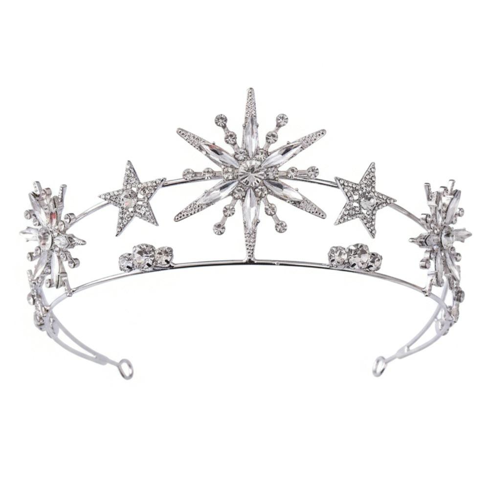 Gold Silver Color Crystal Star Hairband Sparkling Stars Tiaras Bridal Crown Hair Accessories Headwear Princess Queen