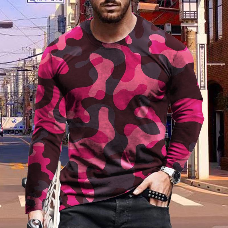 New 3D Greedy Snake Print Mens Tshirts Long Sleeve Tees Round Neck Casual Pullover Mens Clothing Plus Size
