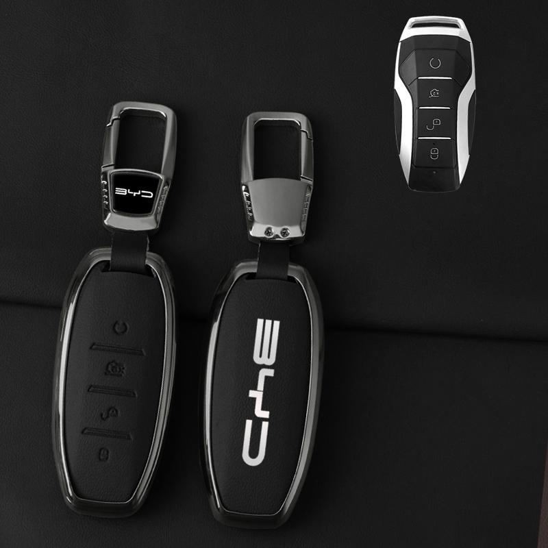 Car Key Fob Case For Byd Atto 3 Han Ev Dolphin Lied Tang Dm Qin Plus Song Pro Max Yuan Car Key Case Zinc Alloy Leather Case