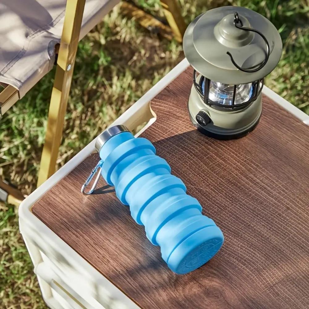 Zusammenklappbarer Becher Lebensmittelqualität Silikon Zusammenklappbare Wasserflasche, 500ml Tragbarer Outdoor Faltbecher Geeignet für Outdoor-Sport