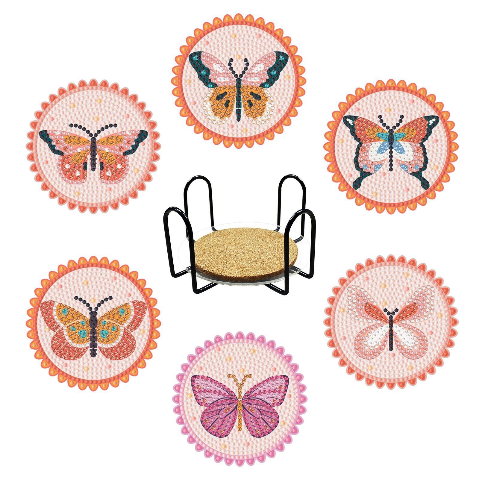 GATYZTORY 6/8pcs Diamond Painting Coasters Kit Cat Diamond Art Painting Coasters with Holder and Tools Diamond Coasters Set for (as the picture,10x10cm)