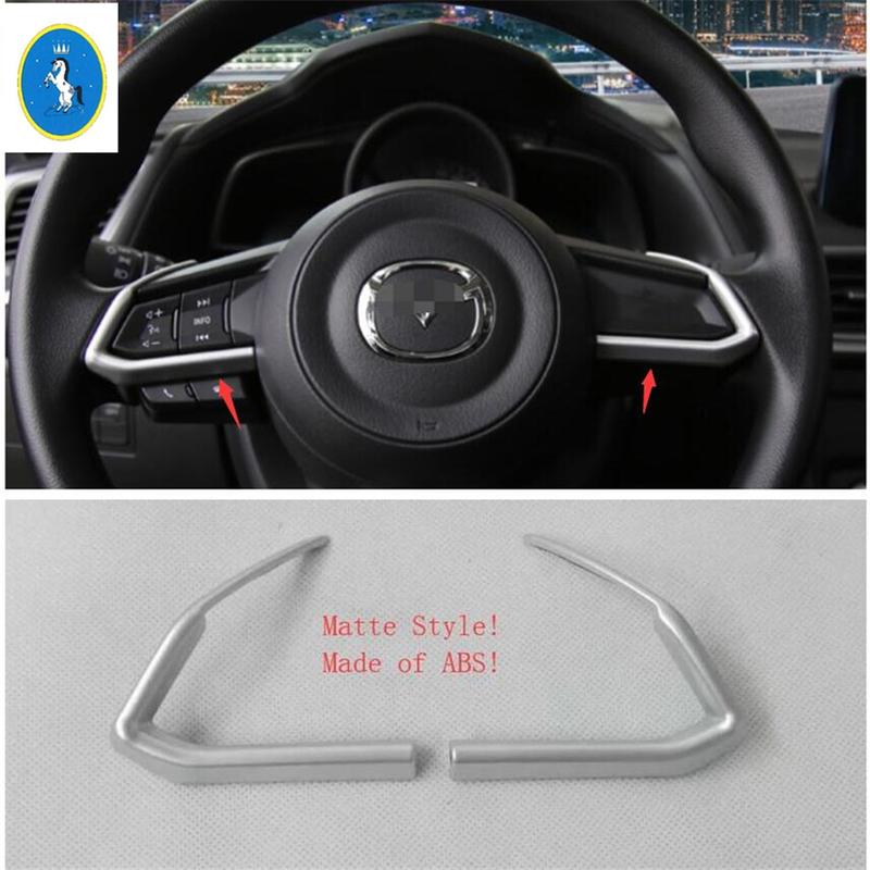 Auto Steering Wheel Button Decor Stripes Cover Trim For Mazda 6 - 2024 Matte / Red / Carbon Fiber Look Interior Accessories