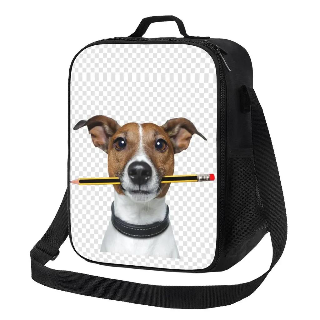 Jack Russell Terrier Dog With Pencil Portable Lunch Box Leakproof Animal Thermal Cooler Food Insulated Lunch Bag School Student