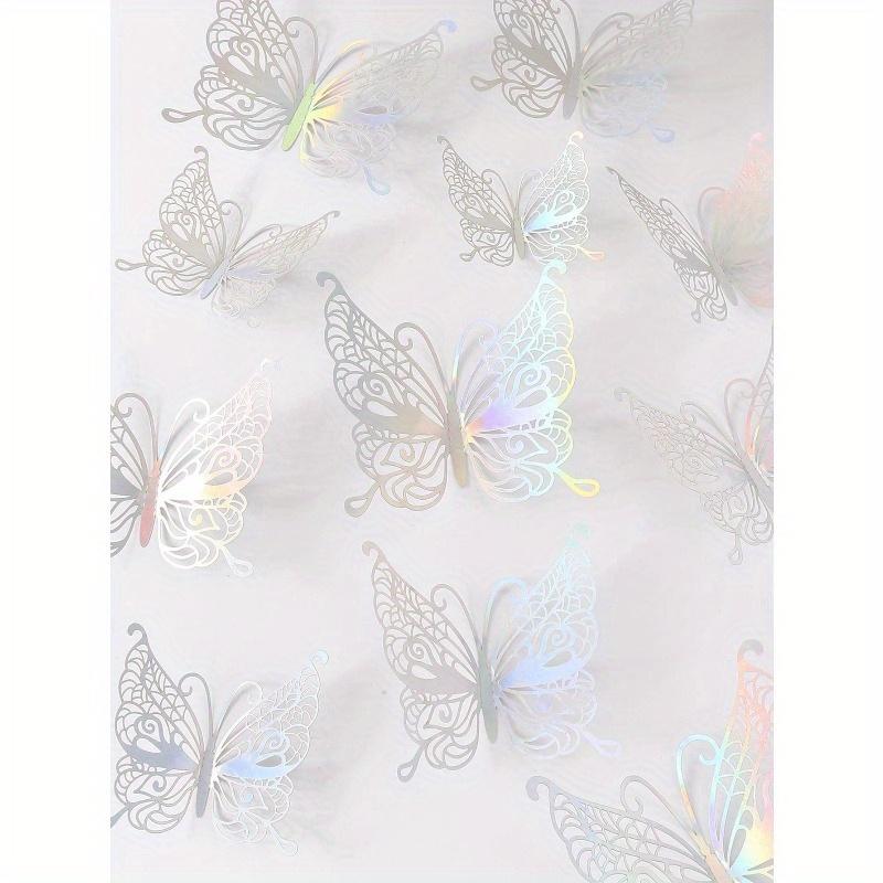 

12 шт. 3D полые и лазерные голографические бумажные наклейки на стену в виде бабочек для украшения, креативный самоклеящийся 3D декор для стен в виде бабочек для дома one-size разноцветный