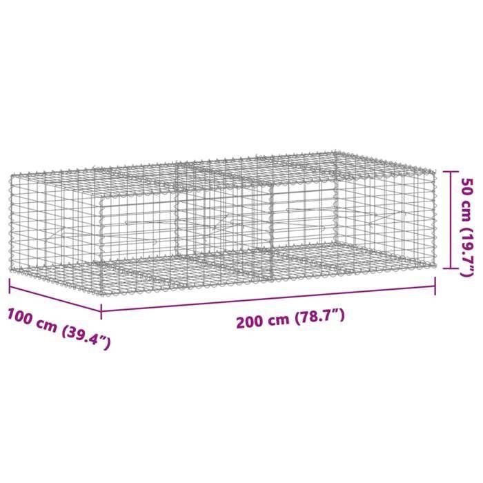 VidaXL Gabion Basket with Lid 200x100x50 Cm Galvanized Iron, Gabion Wall, Gabion Retaining Wall, Fence In 3295179