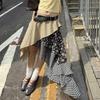 Spring/Summer Women's Low-Waist Plaid & Floral Patchwork Irregular Hem Skirt
