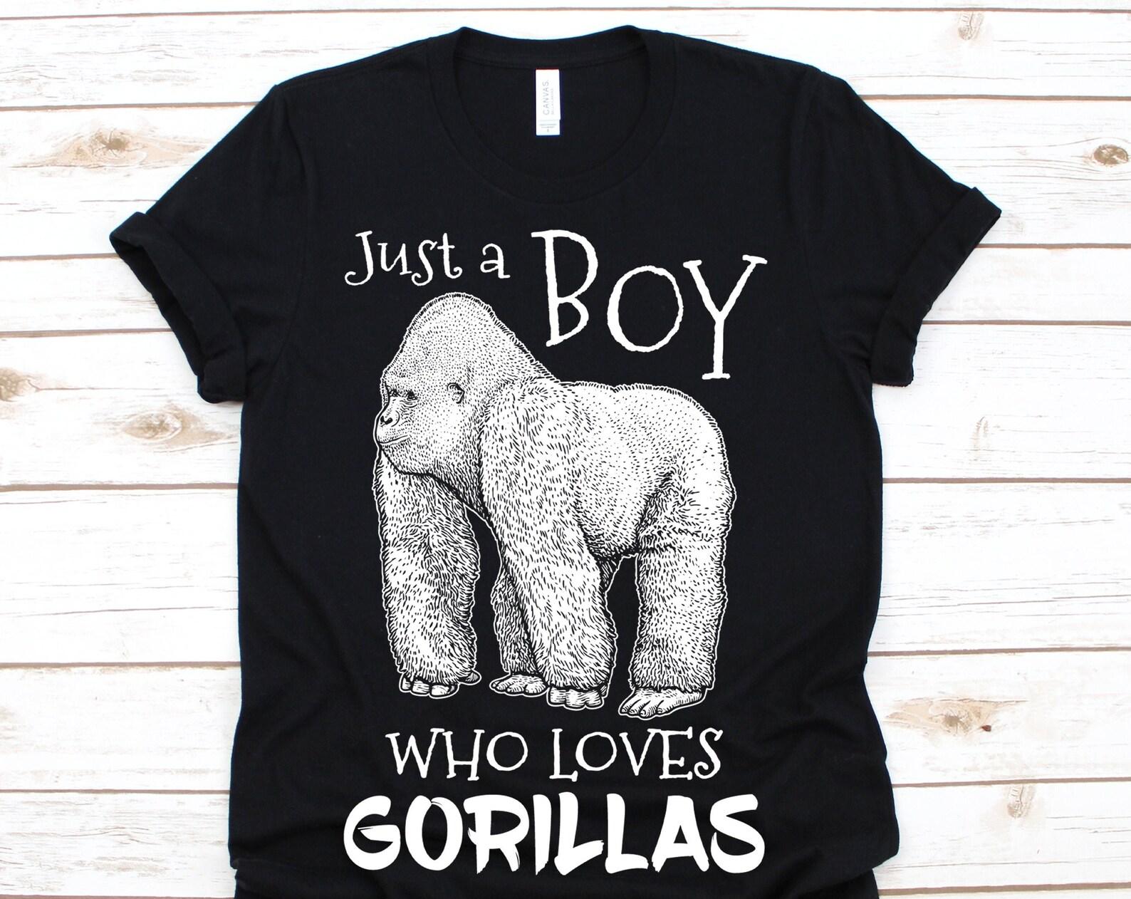 Just A Boy Who Loves Gorillas Cute Gorilla Costume T-Shirt, Funny Animals Lover, Gift Boys Outfit, Zoo Trip, Birthday Party Present Tee, 160