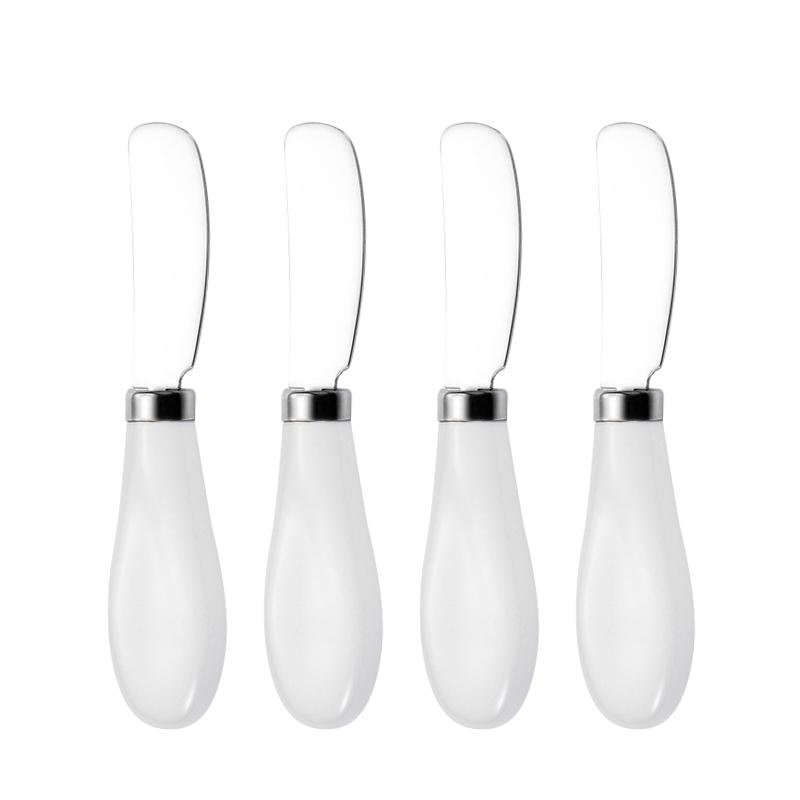

Butter Spreader Set of 4, Stainless Steel Cheese Spreader with Porcelain Handles, Blunt Edge, Use for Soft Cheese, Jam, Charcuterie, Pastry, Cream белый