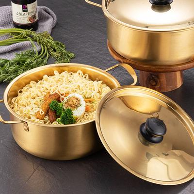 Stainless Steel Korean Ramen Noodle Soup Kitchen Pot Pot with Lid Portable Cooking Pot for Camping Hiking Picnic
