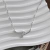 Gemini S925 Sterling Silver White Gold Plated Zircon Star Necklace - Korean Style Clavicle Chain, Super Shiny