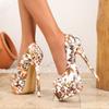 Eilyken New Design Printing Peep Toe Woman Pumps Sexy Elegant Fetish Stiletto High Heels Nightclub Party Shoes