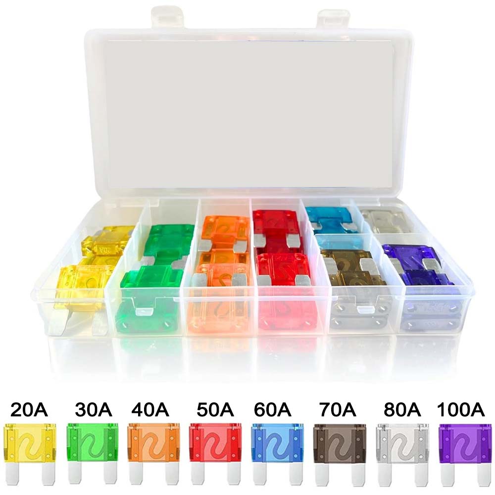36pcs Maxi Blade Fuse Assortment Kit , 20A 30A 40A 50A 60A 70A 80A 100A  32V Large Blade Style Fuse For Motorcycle/Boat/Truck Large