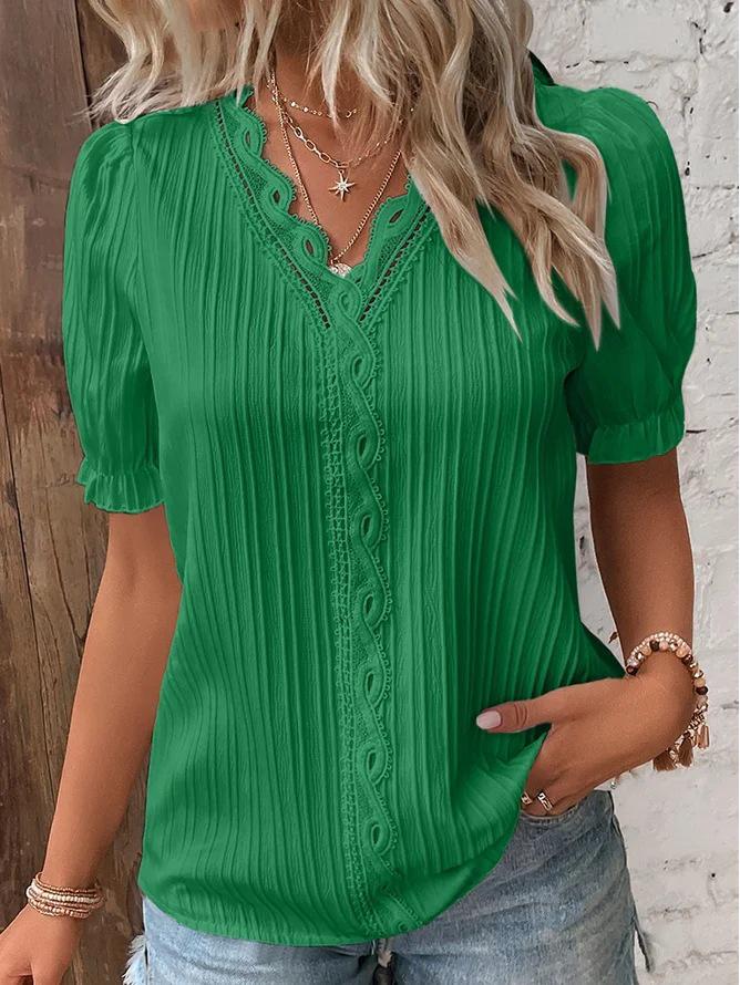 Summer 2023 Women's Fashion Hollow Short-Sleeved Shirt