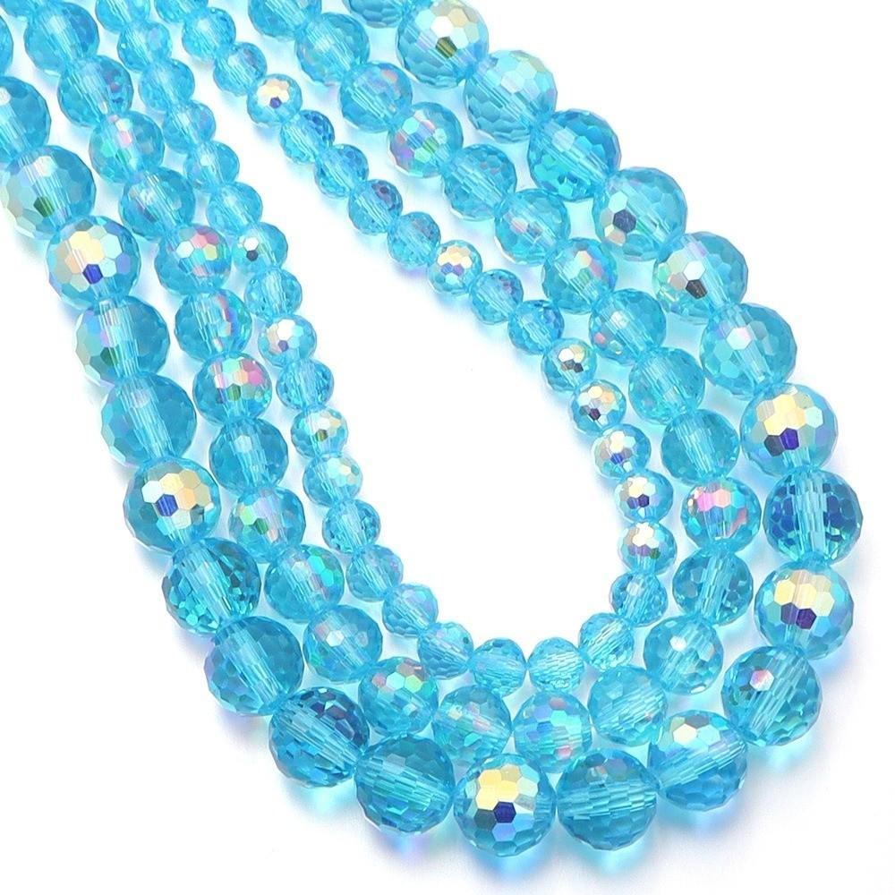 6/8/10mm Sizes Faceted Glass Beads Pink Blue Crystal Earth Beads  for Jewelry Making