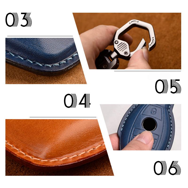 Leather Car Key Cover Case Full Covers fob for Mercedes Benz E C Class W204 W212 W176 GLC CLA GLA Accessories Protect
