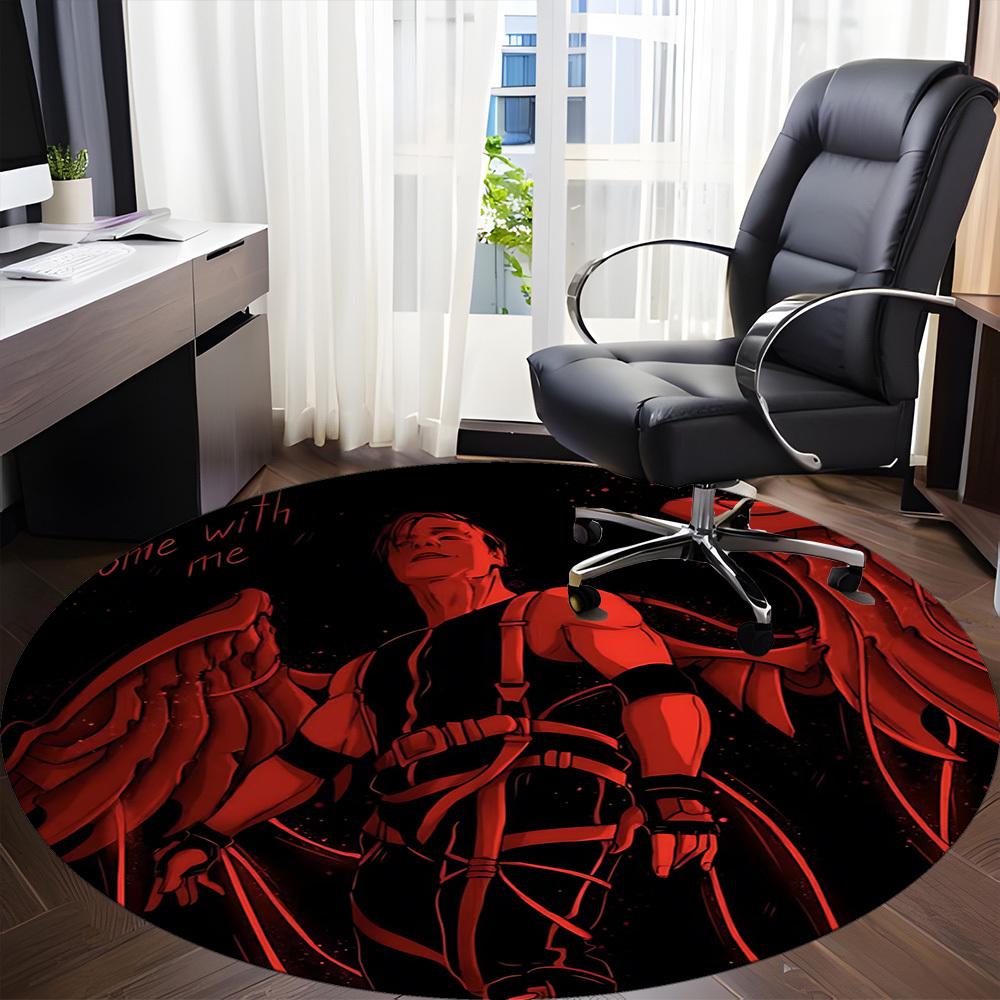 1PC Rammstein Office Round Rug, Non-slip, Soft and Durable Office Rug for Interior Decoration, Perfect for Office, Beautiful Decoration