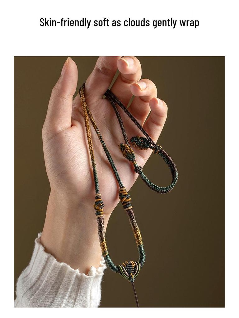 Luxury Handmade Eight-Strand Jade Pendant Necklace Lanyard