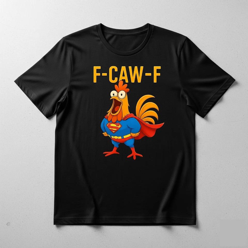 F-CAW-F Superheroes Rooster Funny T-Shirt for Men Kids Cool Graphic Tee 160