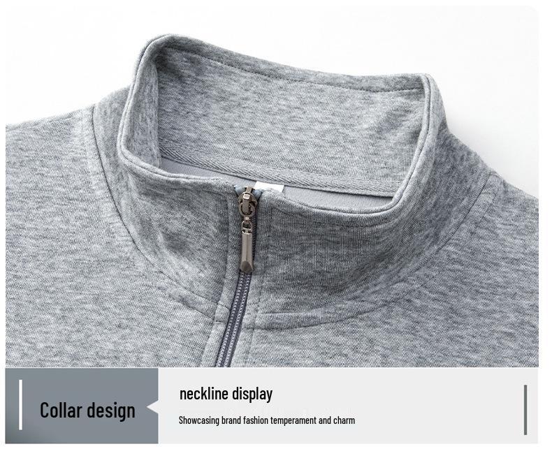 2025 Autumn Men's Stand-Up Collar Combed Cotton Jacket: Casual Sport Fashion Solid Color Cardigan Sweatshirt