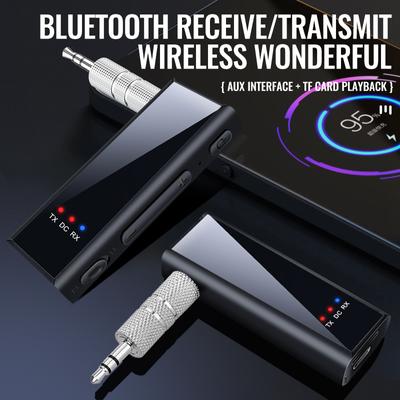 Bluetooth 5.4 Audio Transmitter Receiver 3.5MM AUX HIFI Wireless Adapter With MIC Support TF Card Play For Car Airplane TV PC