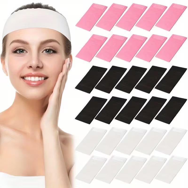10/50/100Pcs Disposable Headbands Spa Salon Facial Headband Black White Pink Elastic Adjustable Magic Tape Skincare Accessory