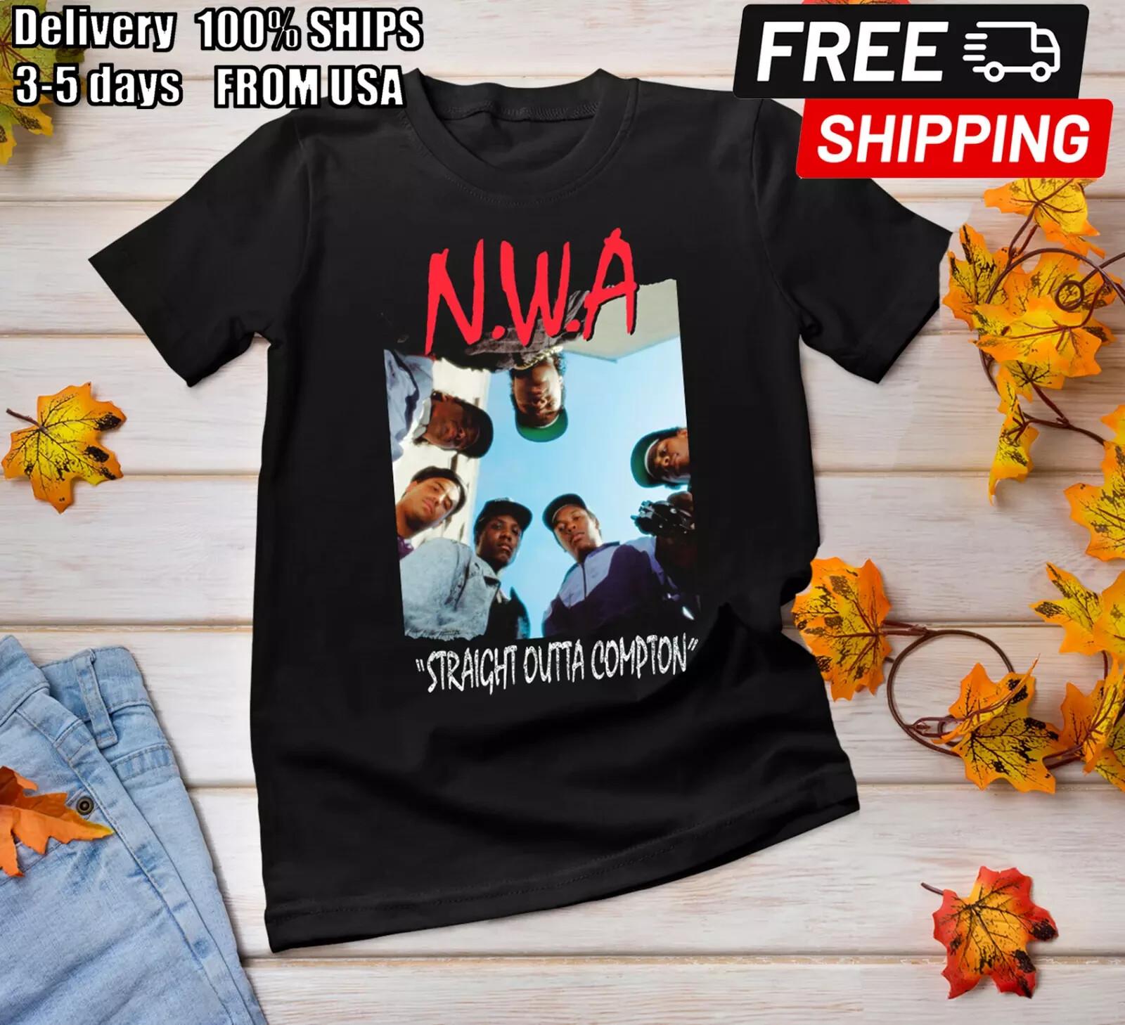 NWA Rappers Straight Outta Compton T-shirt Black All Sizes L