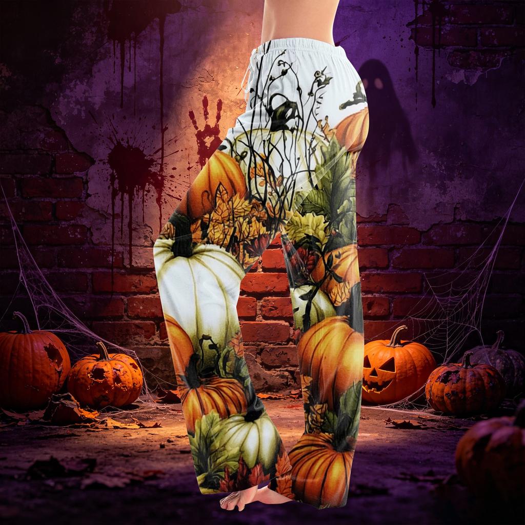 Damen Freizeithose mit Kordelzug und Halloween-Print für Feiertagspartys und den Alltag