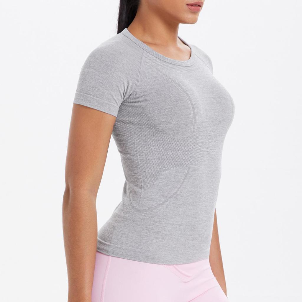 Women's Seamless Knit Solid Color Breathable Short Sleeve Sports Yoga T-shirt