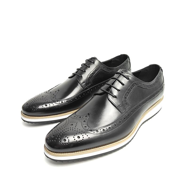 Fashion Classic Brogues Men Shoes Business Office Oxfords Casual Lace Up Fashion Men Suits Shoes Pure Leather Wingtip Retro Dress Shoes