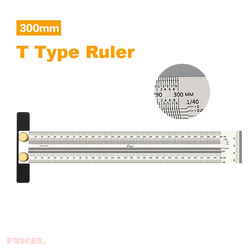 High-Precision Scale Ruler T-Type Hole Ruler Stainless Woodworking Scribing Mark Line Gauge Carpenter Measuring Tool