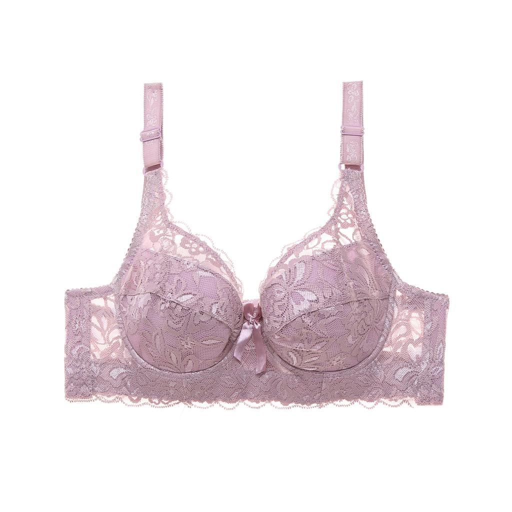 Large Size Ultra-thin Cotton Cup Adjustment Bra Lace Sexy Bra with Steel Ring Gathering Women's Underwear
