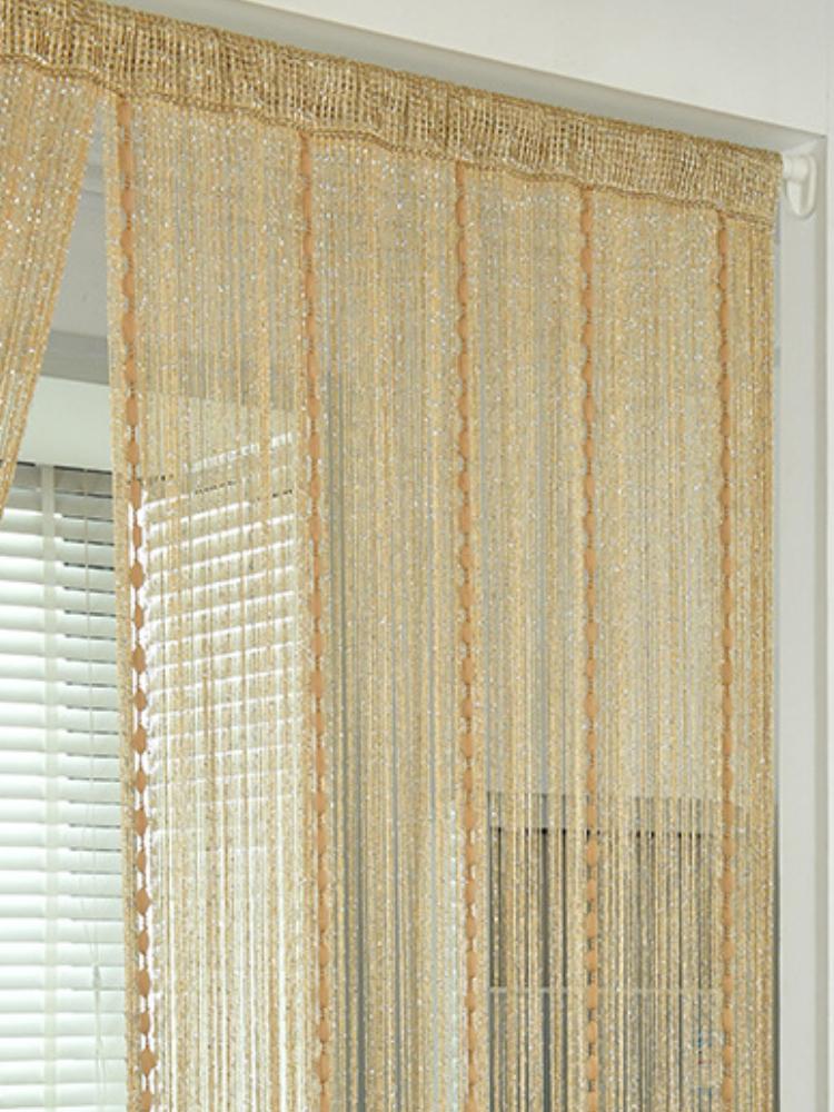 2m X 1m Door String Curtain Flat Ribbon Thread with Shaggy Tassel Room Divider Home Decor Sequin Curtain for Doorway Door String Curtains