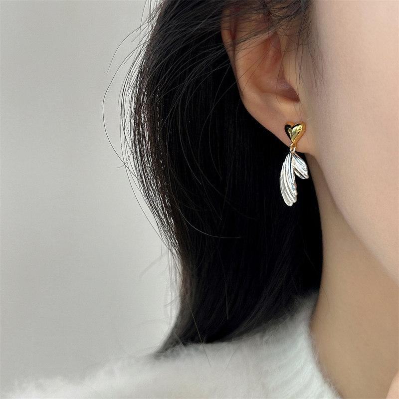 Fashion Gold Color Metal Fish Tail Drop Earrings For Women Heart Geometric Irregular Vintage Simple Earrigns Jewelry
