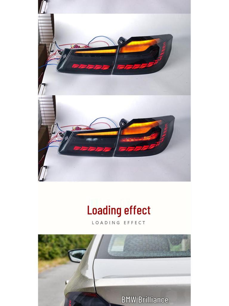 18-20 BMW 5 Series G30/G38 LED Tail Lights: Modified Dragon Scale Design with Flowing Turn Signals.