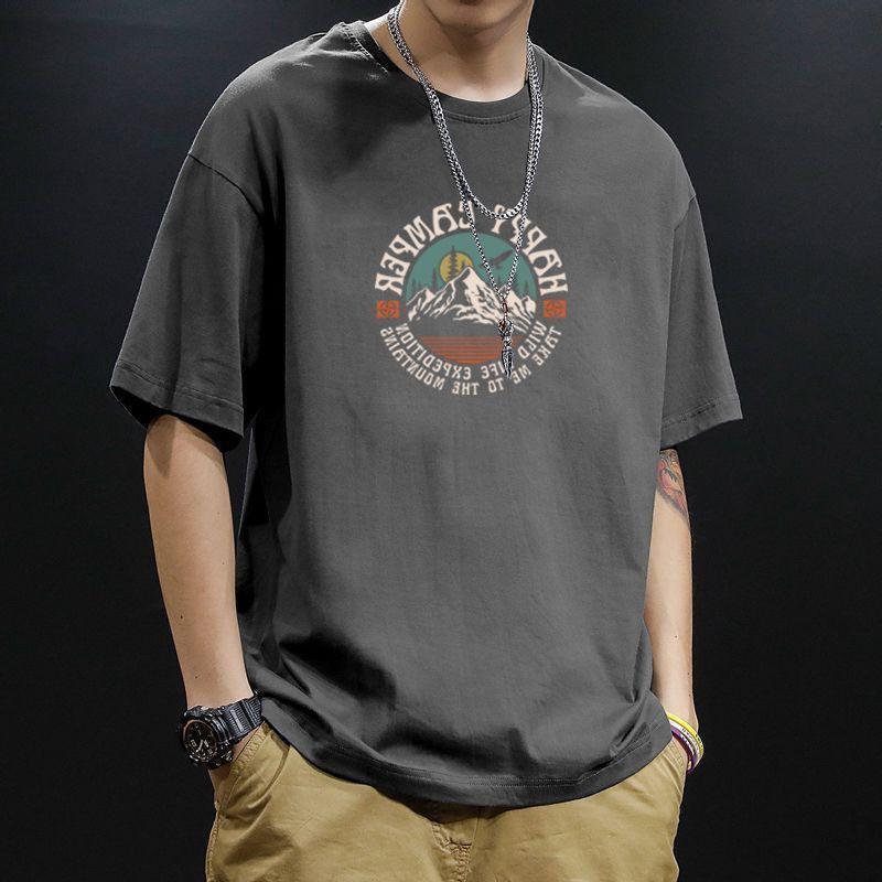 Cotton Heavyweight American Loose and Versatile Trendy Fashion Hong Kong Trend Brand Summer Short Sleeved T-shirt Men's New Style