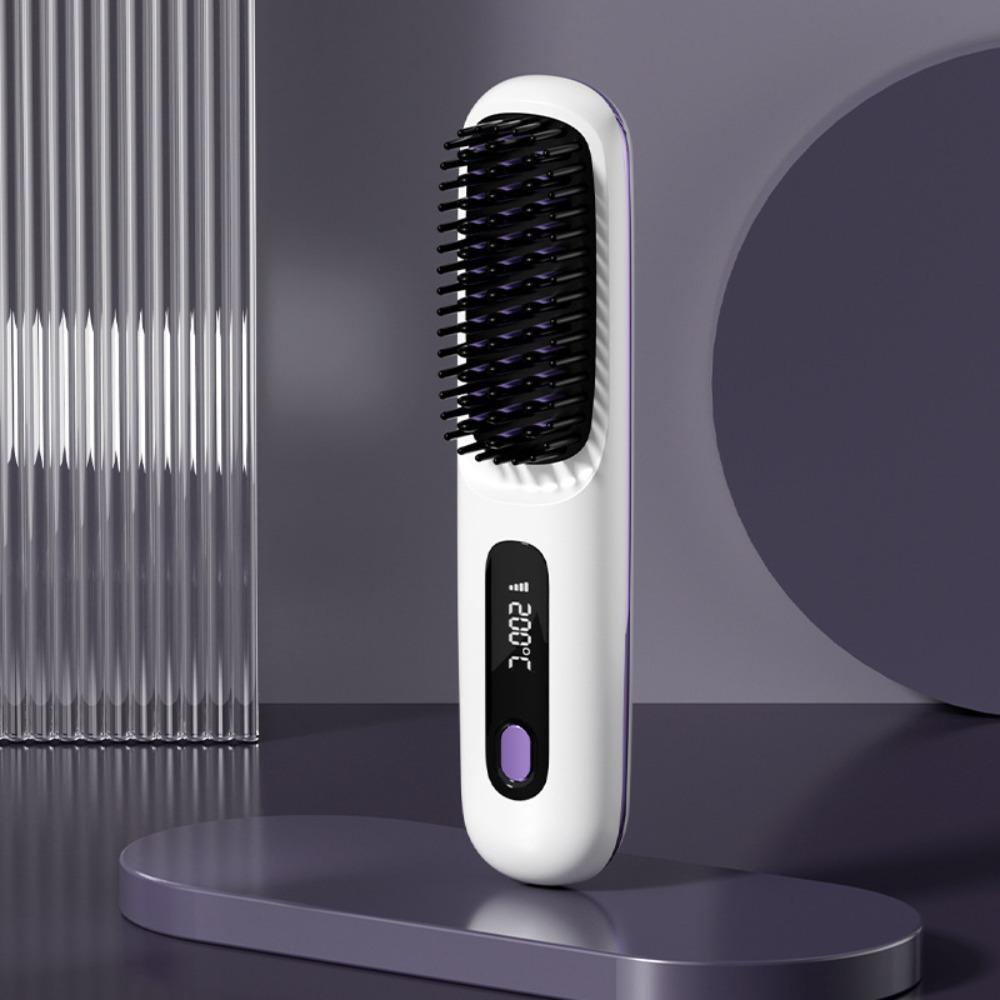 Cordless Ceramic Heated Hot Brush USB Charging Electric Heated Hair Comb  for Women