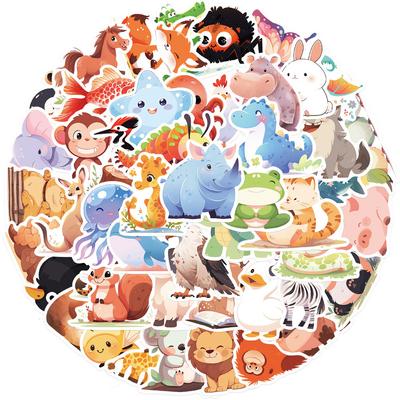 50 Stück Niedliche Cartoon-Illustration Tieraufkleber DIY Wasserdichte Deko für Gitarren Notizbücher Gepäck Handyhüllen Wasserflaschen