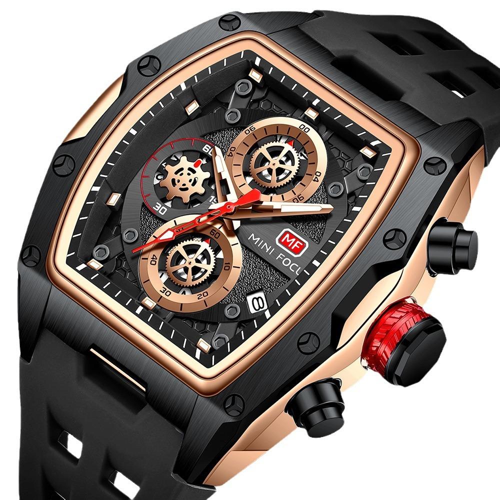 Mini Focus Watch, Track Sports Wine Barrel Men'S Watch Curved Mirror Hollow Men'S Watch 04 73