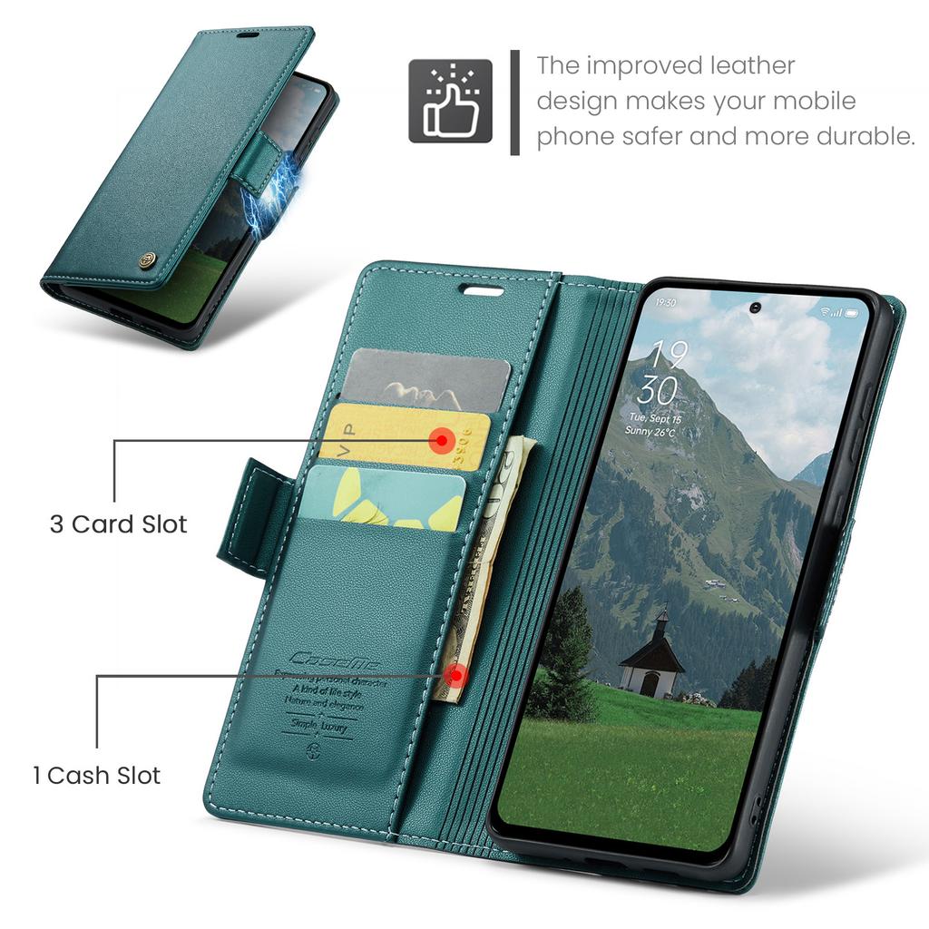 For Oppo Reno12 F 5G Leather Case CASEME 023 RFID Blocking 3 Card Slot Mobile Cover