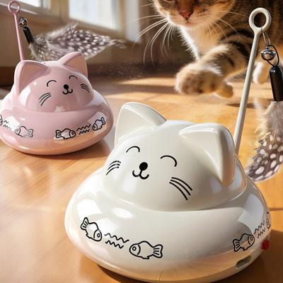 Elektrisches Interaktives Katzenspielzeug mit Federglöckchen Automatischer Beweglicher Katzen-Zerrer Langeweile-Spielzeug für Wohnungskatzen Anreicherungsspielzeug mit Musiklicht