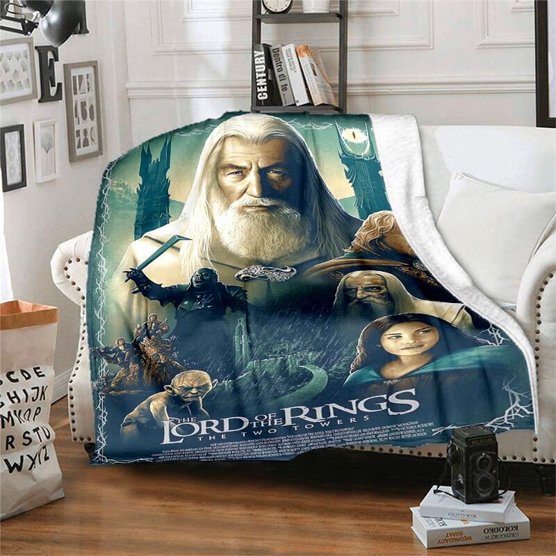 1 Stück Der Herr der Ringe: Die Zwei Türme Cartoon-Decke, Tragbare Überwurfdecke für Reisen & Camping, Kuschelige Ganzjahresdecke, Ideales Geschenk