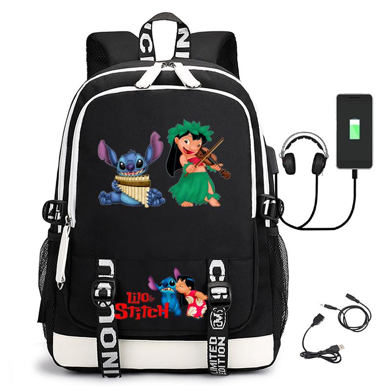Large Capacity Backpack Printed Student USB School Bag