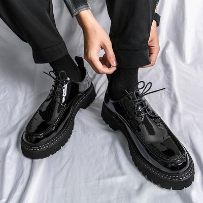 Thick Bottom Classic Men Shoes for Wedding Mens Loafers Men Leather Fashion Oxfords Shoes All-match Men Lace-Up Casual Footwear