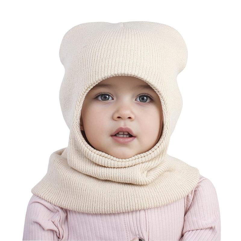 Bonnet Cagoule Bébé Hiver Chaud Tricoté Laine Bonnet Écharpe Une Pièce Enfants Chapeau Protection Oreilles Tout-Petit Tour de Cou Bonnet 1-7A