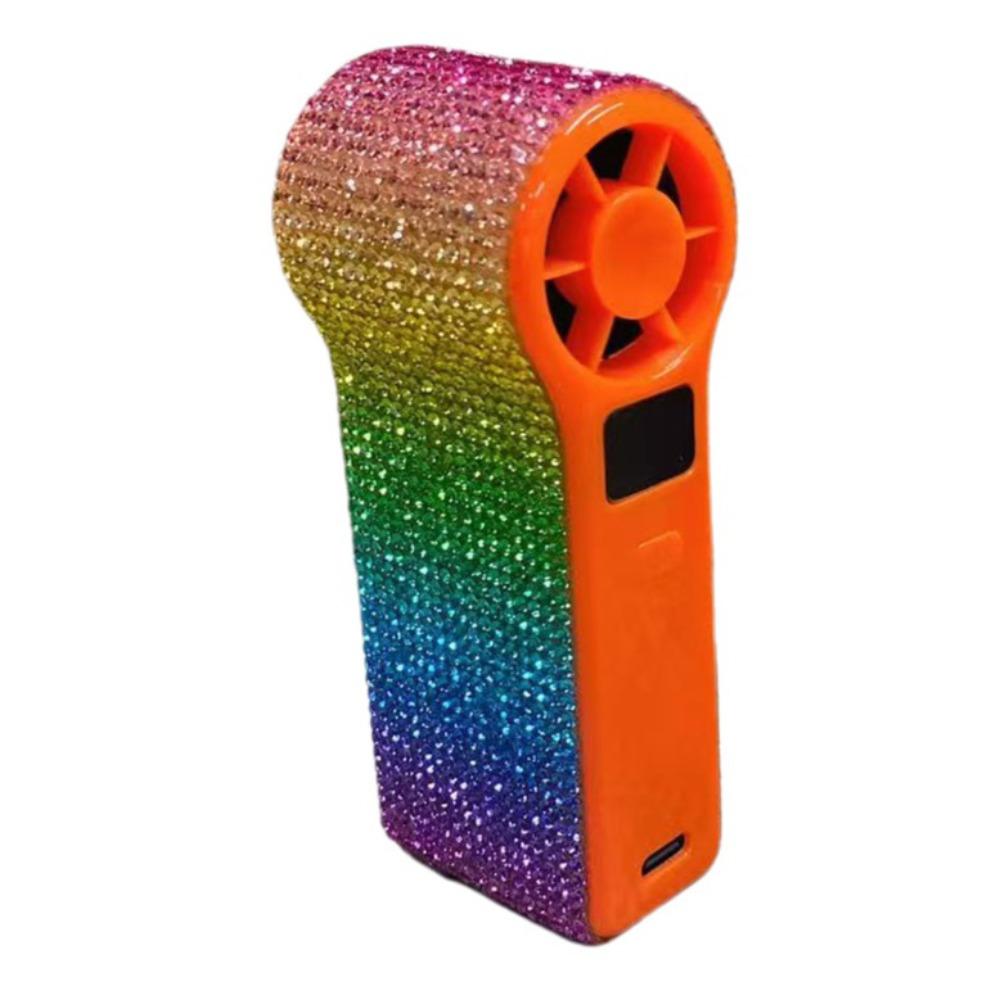 Sparkling Rhinestone Handheld Fan Long-Lasting Personal Electric Fan Portable Hand Fan Summer Colorful Rhinestone