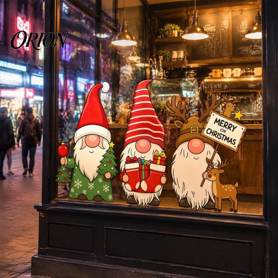 Gnome Wall Stickers Christmas Static Window Sticker, PVC Waterproof Clings, Cartoon Glass Dwarf Art Decals, Cute Faceless for Home Store Holiday Party