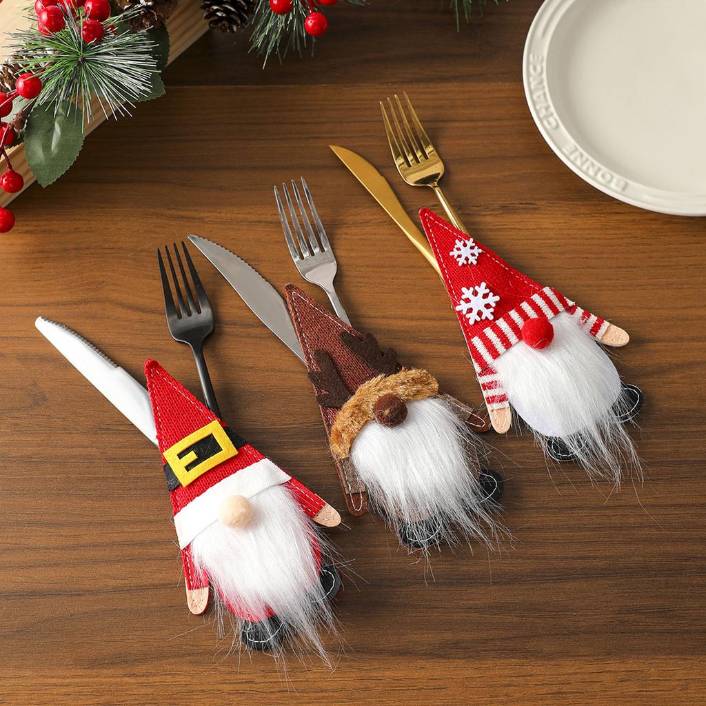 New Christmas Knife And Fork Set Cloth Faceless Old Man Knife And Fork Set Christmas Home Table Decorations