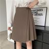 2025 Autumn/Winter Plus Size High-Waist Slimming Hip-Cover Mid-Length Irregular Pleated A-Line Skirt