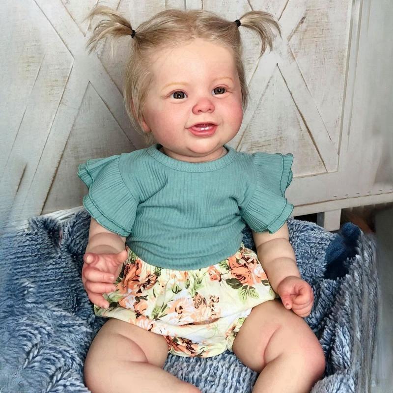 24'' 60CM Reborn Baby Dolls Kodi Cosplay Girl or Boy Miękka tkanina Body PP Bawełna Wypchana Reborn Doll Chubby Cute Smile Baby Doll Zabawki dla dzieci Prezent
